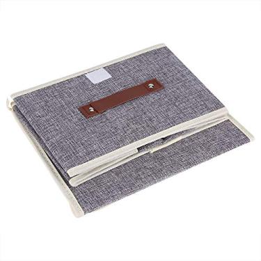 Imagem de HEEPDD Caixa de Armazenamento de Tecido, Organizador de Roupas de Linho de Algodão Com Fecho de Gancho e Laço para Livros de Brinquedos de Roupas, Portátil Dobrável, à Prova de Umidade (Cinza)