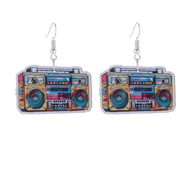 Imagem de Brincos de neon retrô anos 60, 70, 80, para mulheres, engraçados, criativos, sapatos de patinação, brinco de bola de discoteca, brincos de acrílico rosa choque, brincos retrôs, acessórios de fantasia