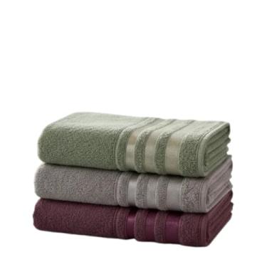 Imagem de Kit C/ 3 Toalhas De Banho Marselha 100% Algodão Alta Absorção - 70cm x 140cm (Inox - Minti - Açai)