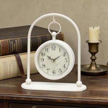 Imagem de JUMBO DECOR Relógio de mesa pequeno vintage, relógio de mesa de fazenda, silencioso, sem tique-taque, operado por bateria, relógios de mesa e prateleira para sala de estar, quarto, cozinha, decoração