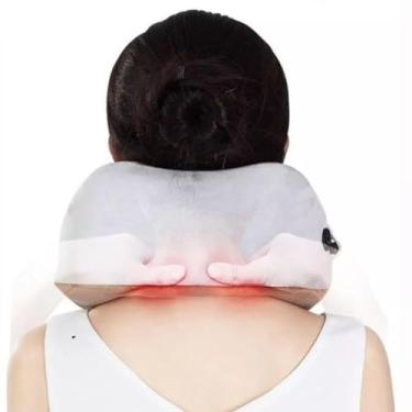 Imagem de Massageador Shiatsu Elétrico, Colete Bivolt com 8 Rolos, Aquecimento e Controle de Direção, 24W, para Casa, Escritório e Carro, 44x42x16cm