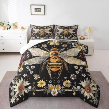 Imagem de Homewish Jogo de cama casal, temática de animais selvagens, boêmio, margarida, botânica, decoração de quarto de crianças, meninas, adultos, adolescentes, vintage, rústico, estilo casa de fazenda