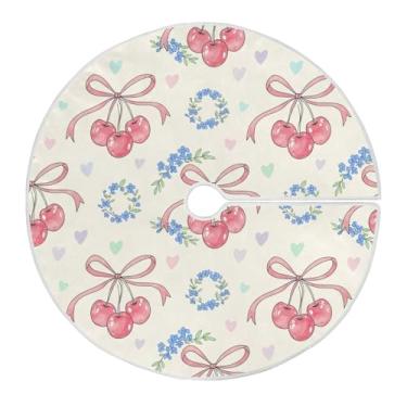 Imagem de Blueangle Saia de árvore de laço de fita de dia dos namorados de 118 cm - decoração de árvore de feriado de poliéster macio resistente a rugas (638)