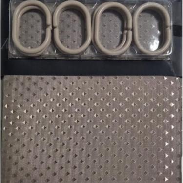 Imagem de Cortina para Box Banheiro 180x180cm com Ganchos Antimofo Uso Diário Ideal para Box banheiro Design Elegante (Marrom claro)