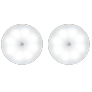 Imagem de Luminária Luz LED Sensor de Movimento Magnética USB Recarregável Sem Fio com-Duas cores Lâmpada Noturna Elegante E Prático Adequado Para Quartos E Salas De Estar(KIT2-Luz branca)