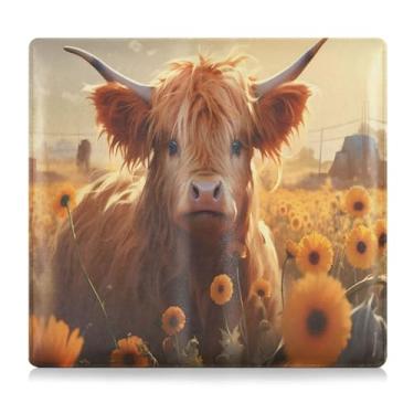 Imagem de CEBUGI Porta-luvas com porta-luvas de vaca em girassóis e porta-luvas para organizador de documentos, 12,5 cm x 24 cm