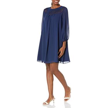 Imagem de Trina Turk Vestido feminino com decote detalhado, brilhante, vestido casual para sair à noite, Tinta, M