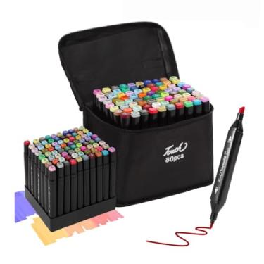 Imagem de Kit Canetinhas Touch Marcadoras Ponta Dupla 24/48/60 Cores | Canetas Coloridas para Desenho | Lettering e Colorir | Estojo Organizador Incluso (80)