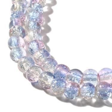 Imagem de 150 peças de contas de vidro crepitadas de 6 mm contas coloridas brilhantes para pulseira, colar, faça você mesmo, chaveiros, decorações de telefone, dia dos namorados, dia das mães, suprimentos