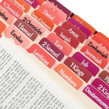 Imagem de 90 peças de abas rosa bíblicas para mulheres, marcadores bíblicos laminados à prova d'água com letras grandes, kit de guia de suprimentos de estudo, presentes cristãos de batismo para homens