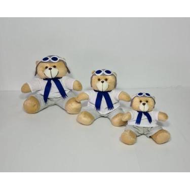 Imagem de Kit Trio De Ursinhos Para Nicho Urso Aventureiro Aviador Caramelo Azul