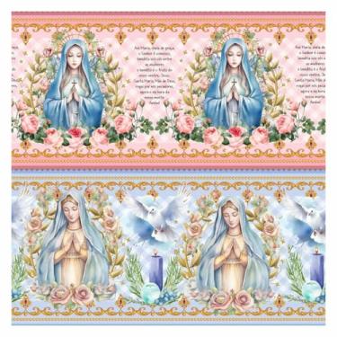 Imagem de Tecido Tricoline Digital Barrado Ave Maria 100% Algodão