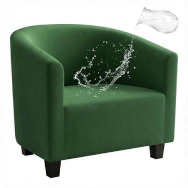 Imagem de NICEEC Capa para cadeira de clube verde elastano elástico capa para cadeira de banheira repelente de água capa macia para poltrona removível protetor de móveis para sala de estar
