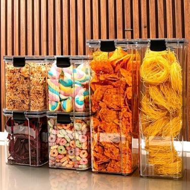Imagem de Kit com Potes Herméticos para Cozinha – 260ml a 2,2L, Organizador de Alimentos para Dispensa e Armário(Kit 8-6 Potes Grande)