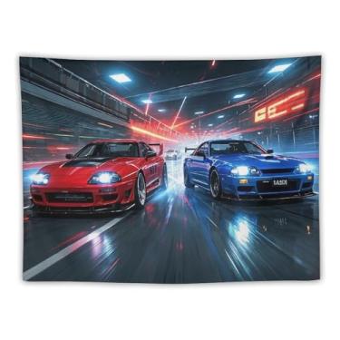 Imagem de HouLaiZhe JDM Tapeçaria de carro japonesa Jdm Sup R32 esportes radicais pendurar na parede quarto decoração de casa tapeçarias estética piquenique decoração de parede arte de parede para dormitório