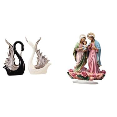 Imagem de Whtkoph Elegante Mesa em Formato de Cisne, Feita de Cerâmica E Acrílico, Ideal para Decoração de Casa, Presente de Aniversário Ou Como Suporte para Lareira.