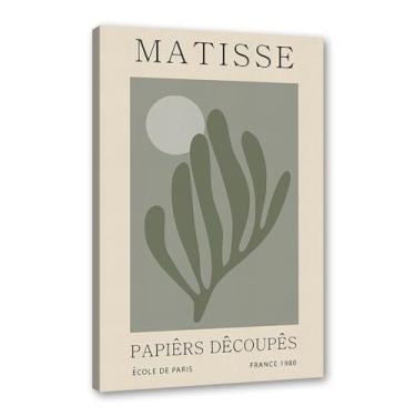 Imagem de Impressão de arte de parede verde sálvia Matisse arte de parede abstrato mercado de flores Picasso exposição pôsteres minimalistas linha arte folha boho decoração de quarto (SKU4,12x16 polegadas=