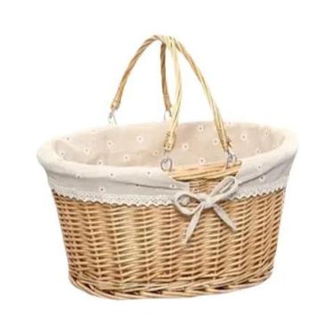 Imagem de Cesta De Armazenamento De Frutas De Vime Feita À Mão Para Camping Ao A