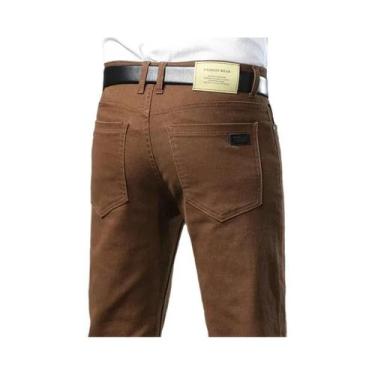 Imagem de Calças Jeans Slim Fit Masculinas Em Marrom, 5 Cores, Alta Elasticidade