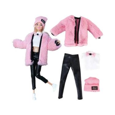 Imagem de Vestido Fashion Para Boneca Barbie, Conjunto De Inverno Com Saia, Suét