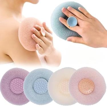 Imagem de Esfregador corporal de bola de banho de malha, 4 peças, escova de banho macia, esponja esfoliante, acessórios de banheiro