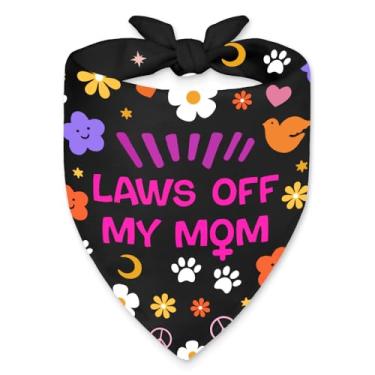Imagem de Vgrti Laws Off My Mom Bandana engraçada para cães, presentes feministas para o mês da história das mulheres, acessórios de cachecol para festas coloridas para meninas, meninos, filhotes, presentes