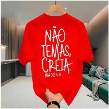 Imagem de Camiseta Streetwear Masculina Algodão Estampada Fé Não Temas Creia Cam