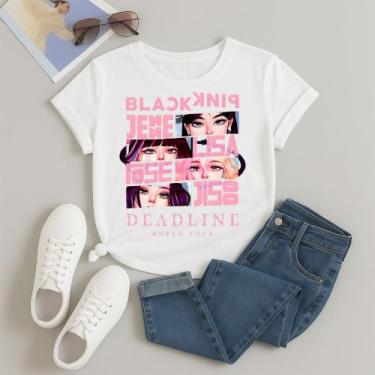 Imagem de Camiseta 100% Algodão Estampada Blackpink Quadrinhos 613 Look Estiloso