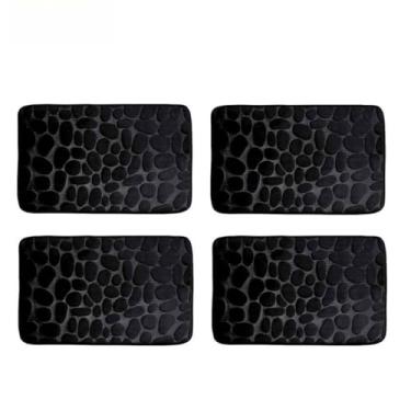 Imagem de Tapete Soft Antiderrapante Super Macio 60x40cm – Tapete Absorvente em Poliéster para Banheiro, Sala e Quarto(KIT4-Preto)