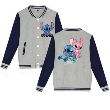 Imagem de Jaqueta De Moletom Unissex Infantil Y2K Disney Stitch Estilo Baseball 