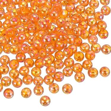 Imagem de Generic Contas redondas de acrílico de 8 mm, 100 peças de contas transparentes redondas de cores AB com orifício para brinco, pulseira, colar, chaveiros, laranja