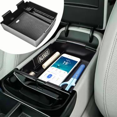 Imagem de HGWEI Organizador de console central compatível com Hyundai Tucson Limited/Hybrid/Plug-in Hybrid Accessories Insert Tray Caixa de armazenamento de apoio de braço do meio (com câmbio de volante), preto