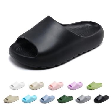 Imagem de xinlanlin Chinelos infantis com nuvens para meninas e meninos, antiderrapante, supermacio, secagem rápida, chinelos acolchoados para banheiro, sola grossa, chinelos internos e externos, C-preto-1