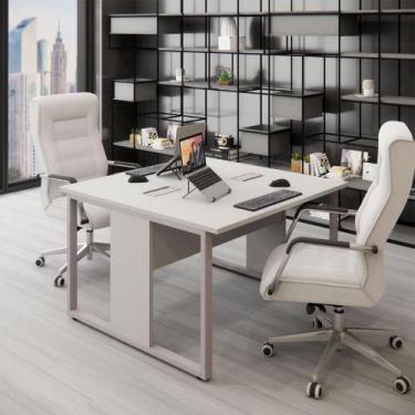 Imagem de Mesa de Trabalho para Escritório 2 Lugares Cinza 1,20m F5 - F5 Office 