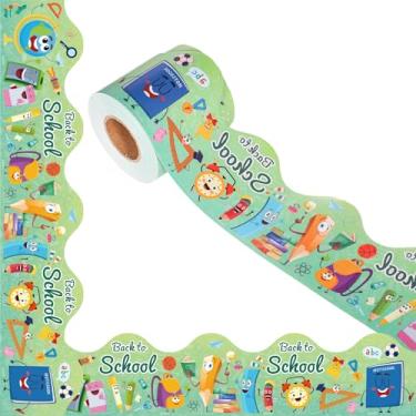 Imagem de 1 rolo de adesivos de borda de quadro de avisos Welcome Back to School, decoração de sala de aula para decoração de sala de aula para o início do período (cor gradiente)