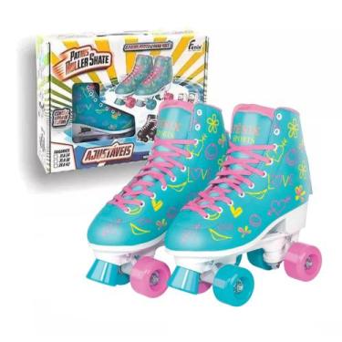Imagem de Par de Patins Radkal 4 Rodas Ajustaveis Tamanho Azul Fenix Brinquedos 