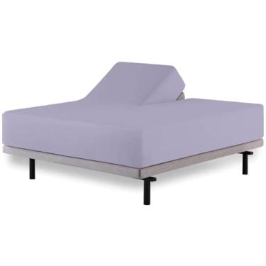 Imagem de Lençol King com elástico de cabeça flexível para cama ajustável – 86 cm dividido a partir do topo, algodão egípcio 600 fios, trama acetinada, bolso profundo de 41 cm para dormir, macio e respirável