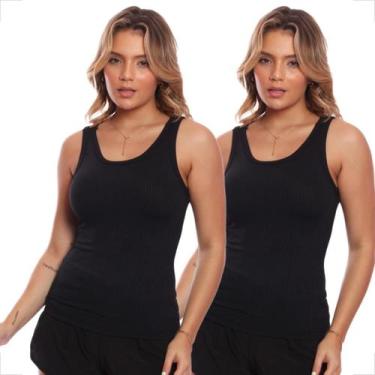 Imagem de Kit 2 Regatas Nadador Canelada Feminina Lisa Blusa Blusinha Básica - B