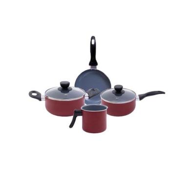 Imagem de Jogo de panelas antiaderente cerâmica 4 peças vermelha - Oikos, U, Ver