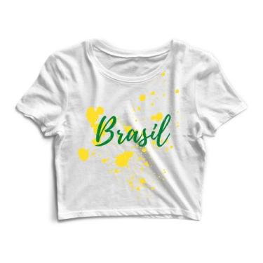 Imagem de Blusa Cropped Blusinha Camiseta Feminina Brasil - Goup Supply, M, Bran