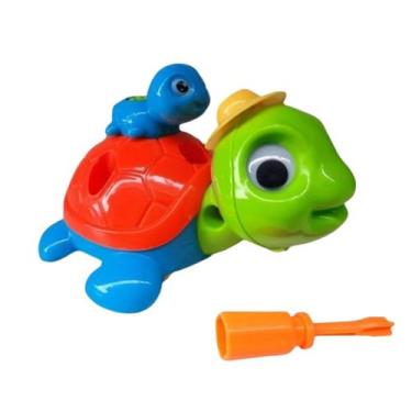 Imagem de brinquedo educativo infantil tartaruga monta e desmonta para bebê dida