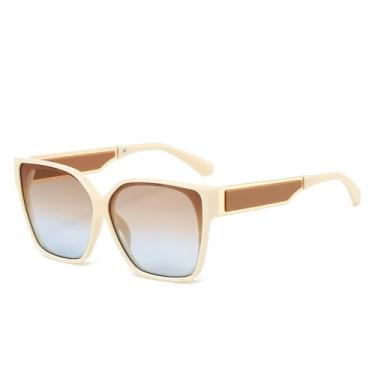 Imagem de Óculos de Sol UV400 - Cores Candy Degradê para Homens e Mulheres, Esportes ao Ar Livre, Corrida, Ciclismo, Bege, Marrom e Azul