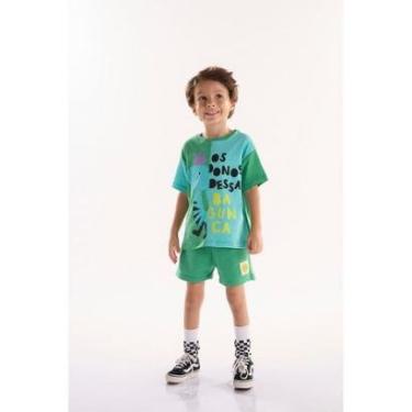Imagem de Conjunto Dino Infantil para Menino com Camiseta e Short Três e Já-Masculino