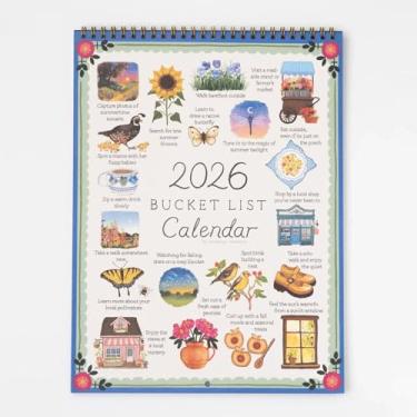 Imagem de Calendário 2026 – Inspirador para pendurar na parede de 12 meses com páginas ilustradas, atividades mensais e instruções de definição de metas, presente exclusivo para casa e escritório. (A)