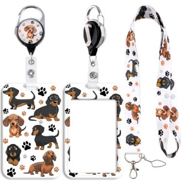 Imagem de Cordão de salsicha para cachorro com suporte de crachá de identificação retrátil para crachás de identificação, chaveiro para chaveiro, mulheres, meninas, escola, professora, enfermeira, trabalho