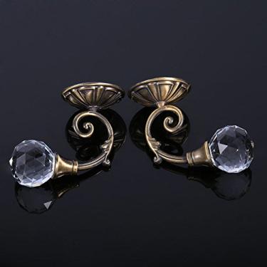 Imagem de Luqeeg Cortina de Vidro Cristal Holdback Ganchos de Metal Vintage para Cortinas Tieback Cabide de Parede 4 Cores para Decoração de Casa Sala de Estar, Conjunto de 2 (Bronze Antigo)