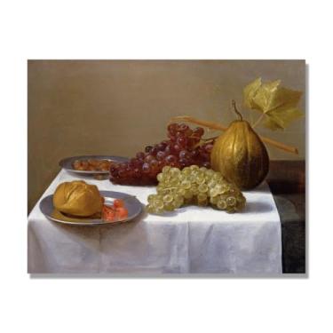 Imagem de Arte em tela vintage de frutas mortas, pintura clássica de cozinha country, decoração de parede de casa de fazenda quente para sala de jantar e cozinha. A76. 50 x 65 cm-19,7 x 25,6 pol. Somente tela