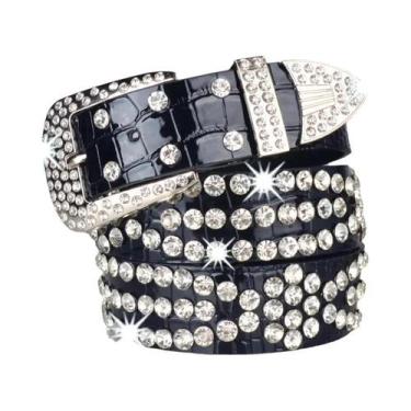 Imagem de Cinto De Couro PU Com Strass Estilo Punk Feminino Decoração De Cintura