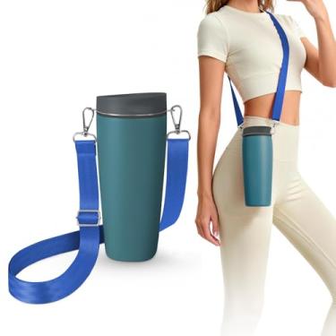 Imagem de Alça para garrafa de água compatível com Owala Smoothsip Slider 340 g 567 g caneca de café e 340 g 680 g com alça, alça de ombro resistente ajustável, estilingue, pendurar, transporte transversal para