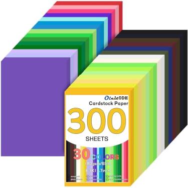 Imagem de Oleitodh Cartolina colorida A4 a granel 300 folhas, 21 x 29,7 cm, 30 cores, papel de construção, papel para impressora de cartão, materiais para scrapbooking para artesanato faça você mesmo, confecção